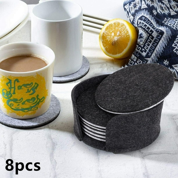 8Pcs Felt Drink Coaster Set Insulated Coaster Modern Decorative Drink