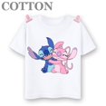 thumbnail image 3 of Camiseta de algodón con cuello redondo y manga corta para niños y bebés, diseño de dibujos animados de Disney Stitch, anime, moda de verano, 3 of 5