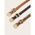 thumbnail image 5 of 3 Pack Women Skinny Belt Leopard Print Belt Chic Belts for Jeans Pants Fashion Solid Color with Gold Buckle, 5 of 10