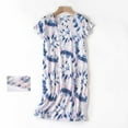 thumbnail image 3 of XFHLMJFF Nightgowns Pajamas For Women Classic Casual Cotton Short Sleeve Striped Sleepshirt Print Nightdress Breathable Sleepwear Nightwear, 3 of 3