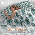 thumbnail image 4 of 3 Piece Peacock Feathers Duvet Cover Set Full Size, Microfiber Comforter/Quilt Cover with Corner Ties and 2 Pillowcases, Modern Watercolor Peacock All Season Soft Bedding with Zipper Closure, 4 of 8