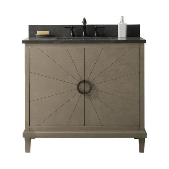 Legion Furniture 36" Antique Gray Oak Vanity With Blue Limestone Top
