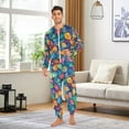 thumbnail image 6 of FORMRS Onesies Pajama for Adults Unisex Hoodie Winter Jumpsuit One Piece Sleepwear, Sizes S-2XL, Vibrant Art Leaves Pattern, 6 of 7