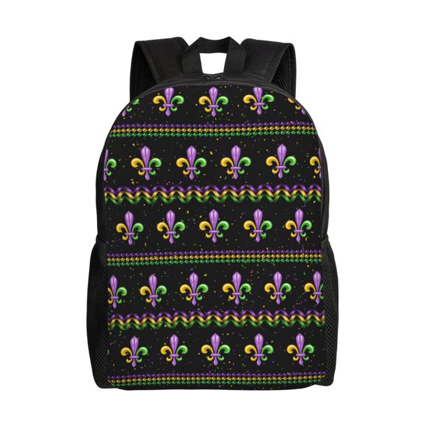 Easygdp Mardi Gras Fleur de Lis Mochila Versátil y Elegante: Comodidad, Almacenaje y Durabilidad para la Universidad, Trabajo, Viajes y Uso Diario