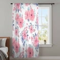 thumbnail image 3 of Pink Watercolor Floral Sheer Curtains 54 Inches Long, Spring Flower Abstract Art Light Filering Curtains, Breathable Simi Curtain Privacy Drapes for Kitchen Bathroom Small Window Treatment, 3 of 9