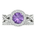 thumbnail image 2 of 1.92 ct Brilliant Round Cut Alexandrite 14k White Gold Halo Solitaire with Accents Engagement Bridal Wedding Ring Band Set size 6.25, 2 of 7