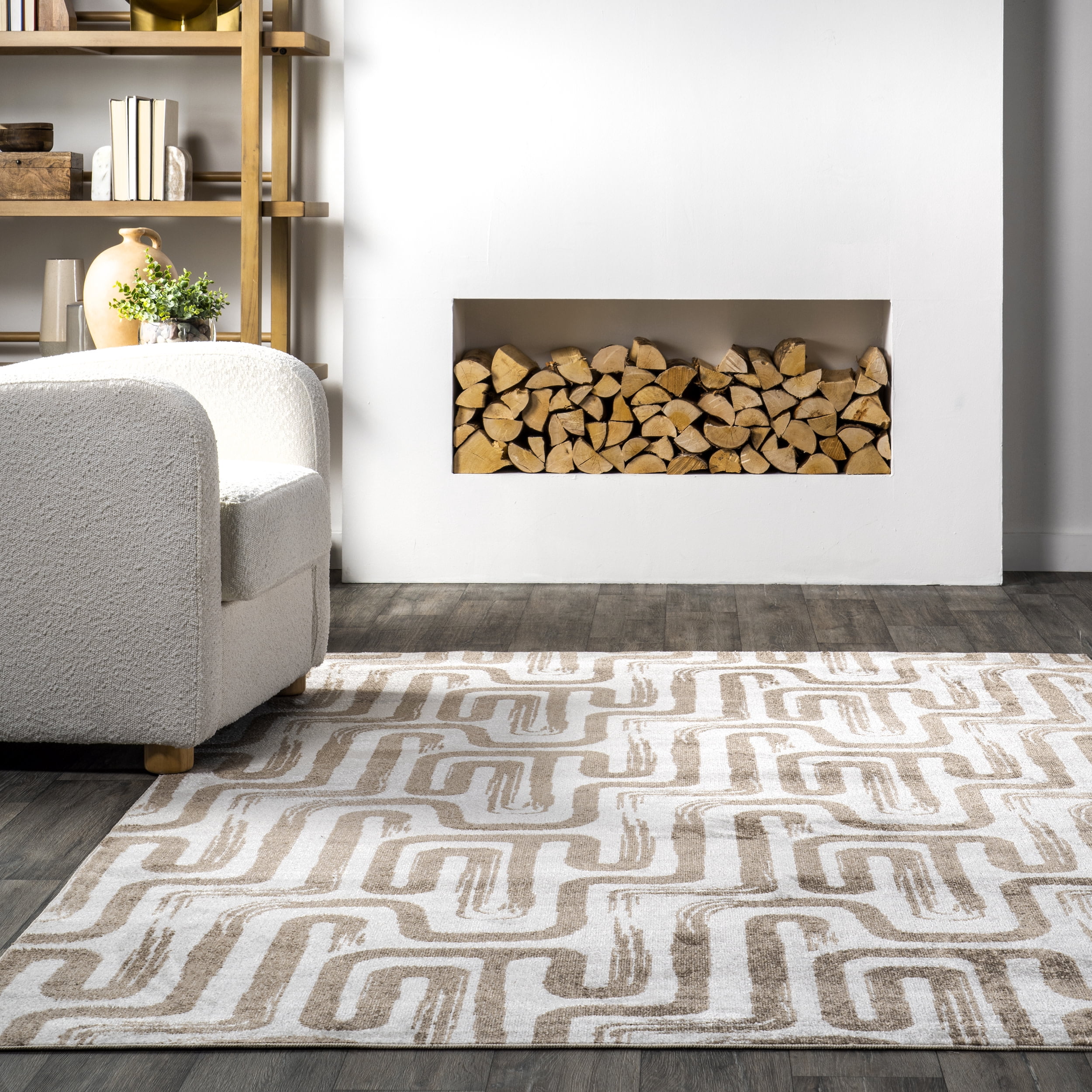 nuLOOM Carmel Transitional Machine Washable Area Rug, 5' 3" x 8', Beige
