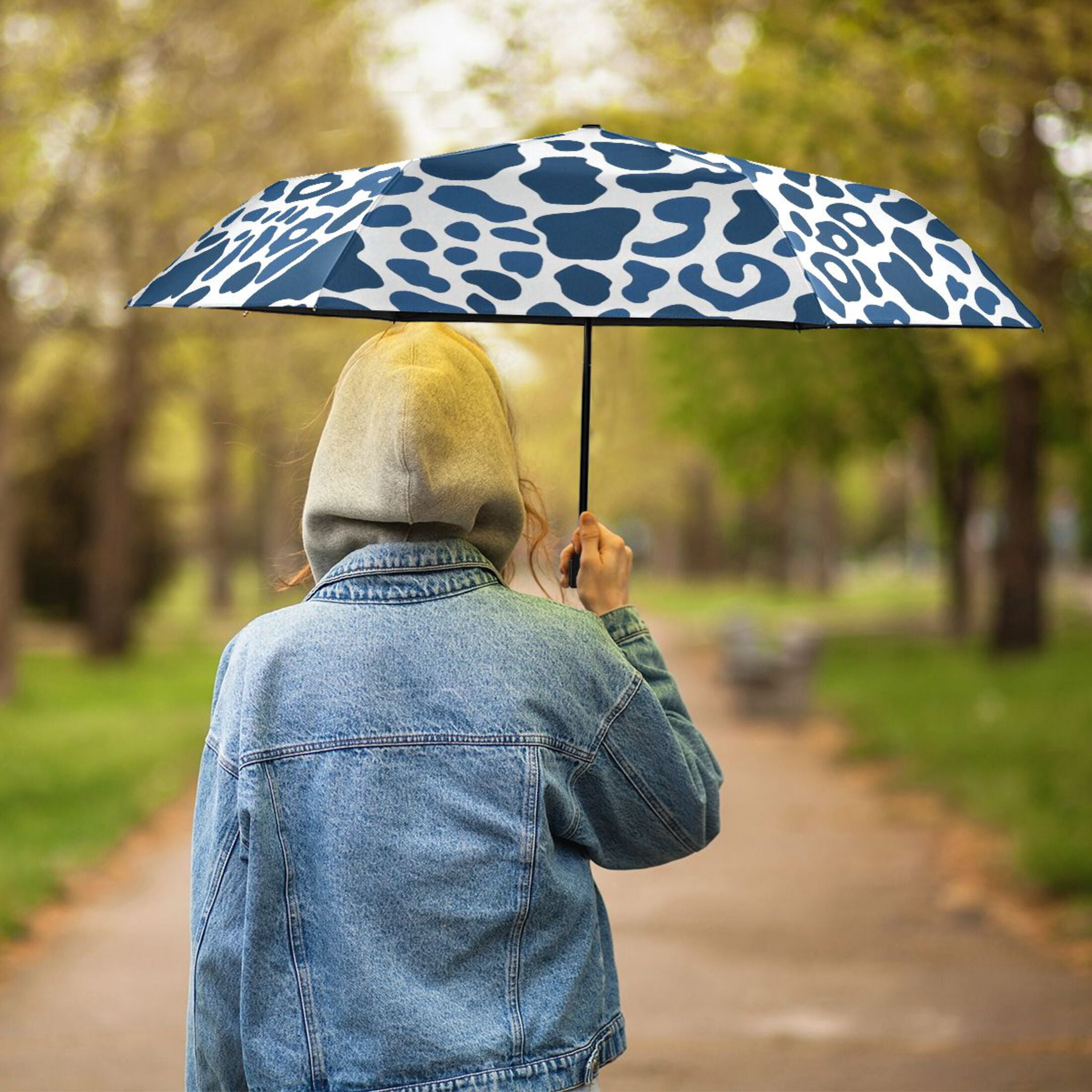ALAZA Leopard Print-a2 UPF 50+ Compact Folding Umbrella for Rain Travel Umbrella Packable