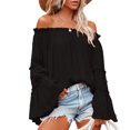 thumbnail image 2 of Blusa con hombros descubiertos para mujer,Blusa acampanada de manga larga, blusa encantadora para mujer, Tops de moda para mujer, diseño de próxima generación, 2 of 6