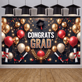 thumbnail image 4 of Gold Red Theme Graduation Banner Sparkling Design Congrats Grad Display Glittery Balloons Laurel Wreath Accent Graduation Backdrop for Graduation Party Grad Ceremony Graduation Photo Shoot, 4 of 8