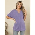 thumbnail image 2 of Vestido tipo camiseta MIHOLL para mujer, cuello en V, manga corta, morado, 2 of 6