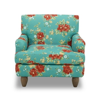 The Pioneer Woman Vintage Floral Low Back Fabric Accent Chair, Teal