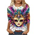 thumbnail image 2 of BILIKEYU Women's Mardi Gras Long Sleeve Graphic Blouse, Sweatshirt For Women, Womens Long Sleeve Tops Casual, Winter Outfits For Women, 2 of 5