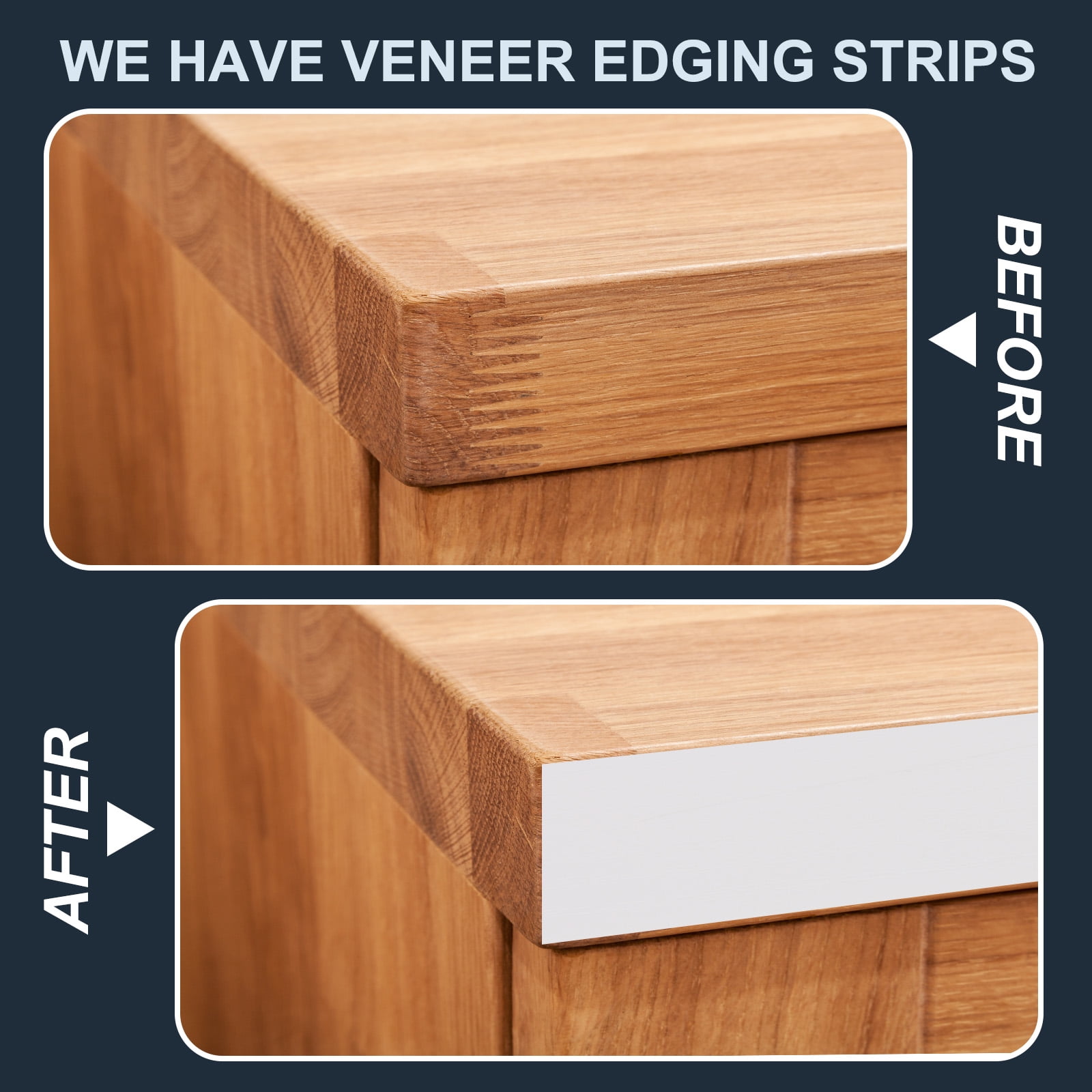 White Edge Banding 10 ft x 2-5/32 Inch Veneer Tape Pre-glued for Furniture Restoration