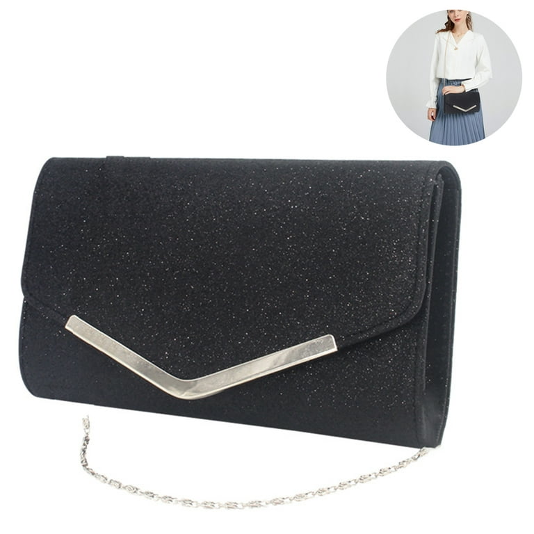 Womens Neat envelope metallic faux leather clutch/shoulder/evening bag -  silver or gold