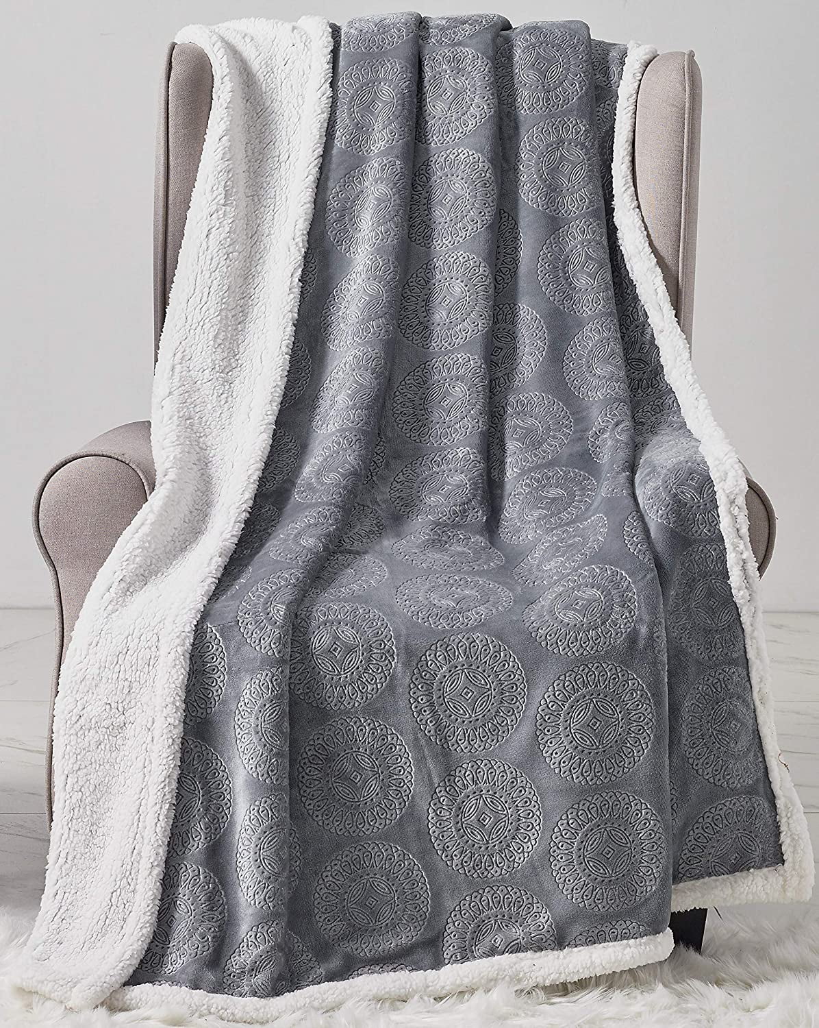 "Manta de lana Caesar Sherpa acurrucada tirada cálida para silla, sofá 50""x60" - Imagen 7 de 15