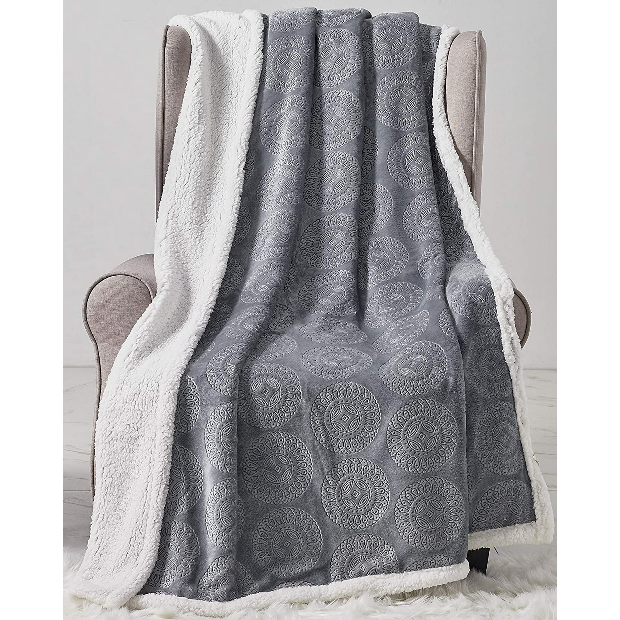 Caesar Sherpa Throw Blanket Fleece Snuggle Warm Throw for Chair, Sofa