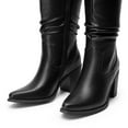 thumbnail image 3 of DREAM PAIRS Women's Knee-High Boots, Comfortable Chunky Block Heel Pointed Toe Pull On Side Zipper  Slouch Riding Boots, 3 of 7