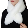 thumbnail image 1 of Women's Winter Plush Cross Scarf, Imitation Rabbit Fur Neck Warmer, Thickened Faux Fur Collar for Cold Weather, Versatile Soft Wrap for Autumn & Winter, 32x4 Inches, 1 of 8