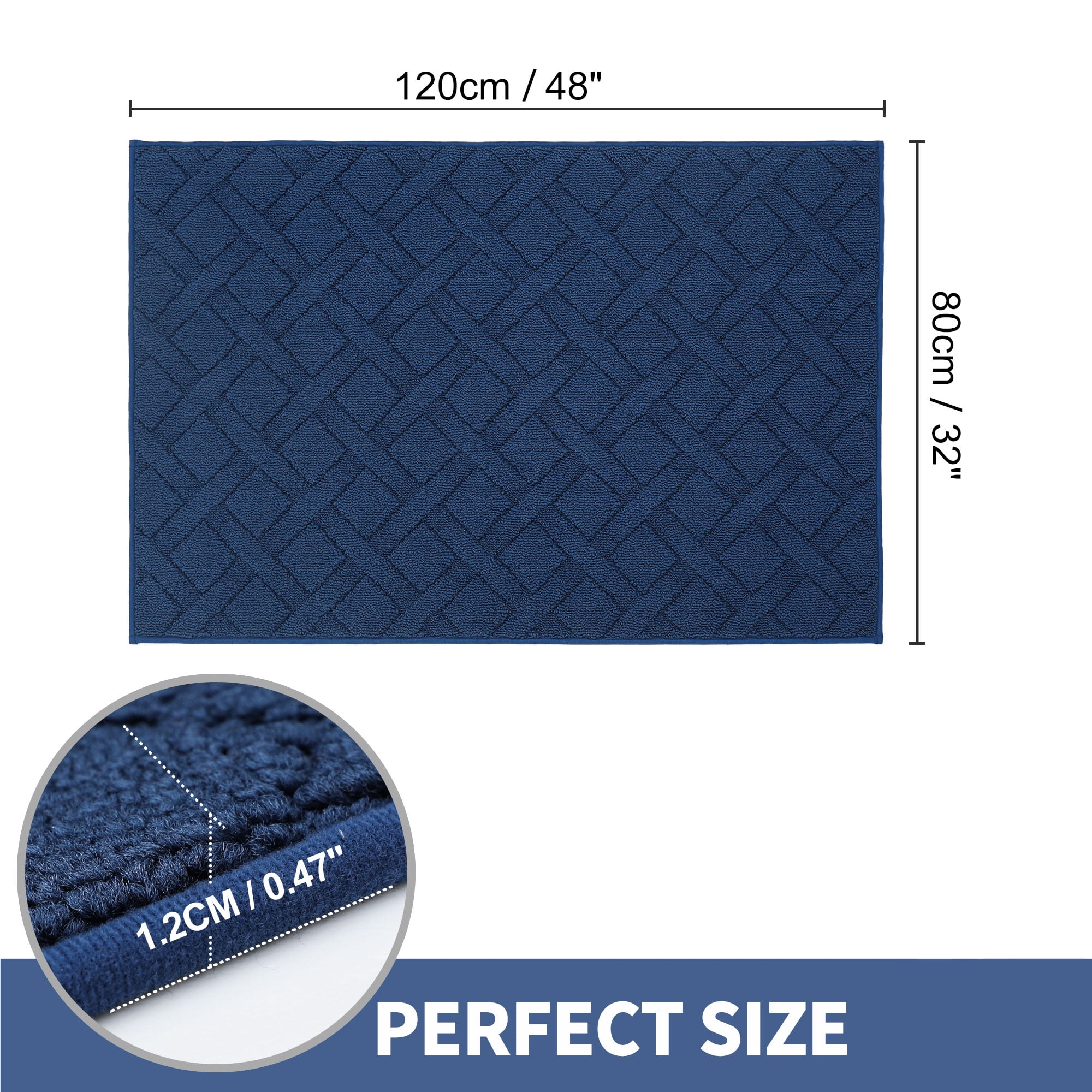 FLOORHUG Indoor Dog Doormat, 32"x48", Non-Slip Front Door Mat for Entrance, Absorbent Resist Dirt Door Rug for Inside, Low-Profile Welcome Mat, Entryway Rug Machine Washable, Blue
