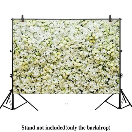 Image of MOHome 7x5ft white roses and orchids photography backdrop background wedding bouquet blooming floral flower wall holiday anniversary birthday party banner photo drop