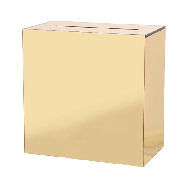 simhoa Boîte en Acrylique avec Fente Boîte Décorative Enveloppe Boîte à Cartes pour Réception de Mariage Doré