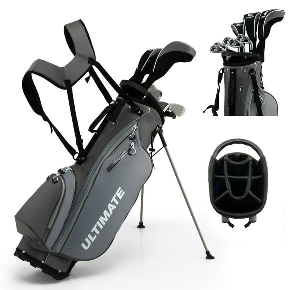 Men's Complete Golf Clubs Package Set 10 Pieces Includes Alloy Driver Grey