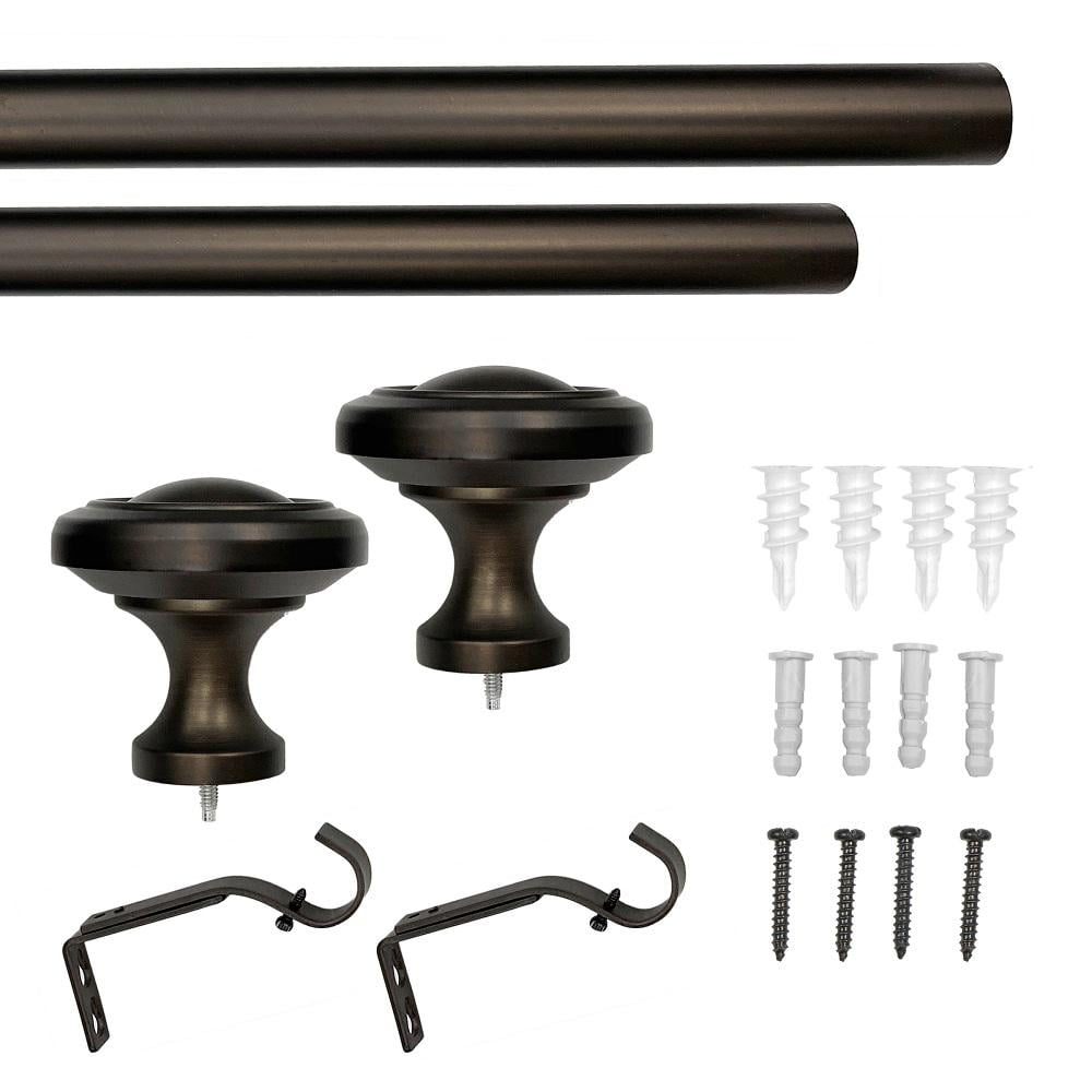 Lumi 1" Oil Rubbed Bronze Knob Single Curtain Rod, 36-72"