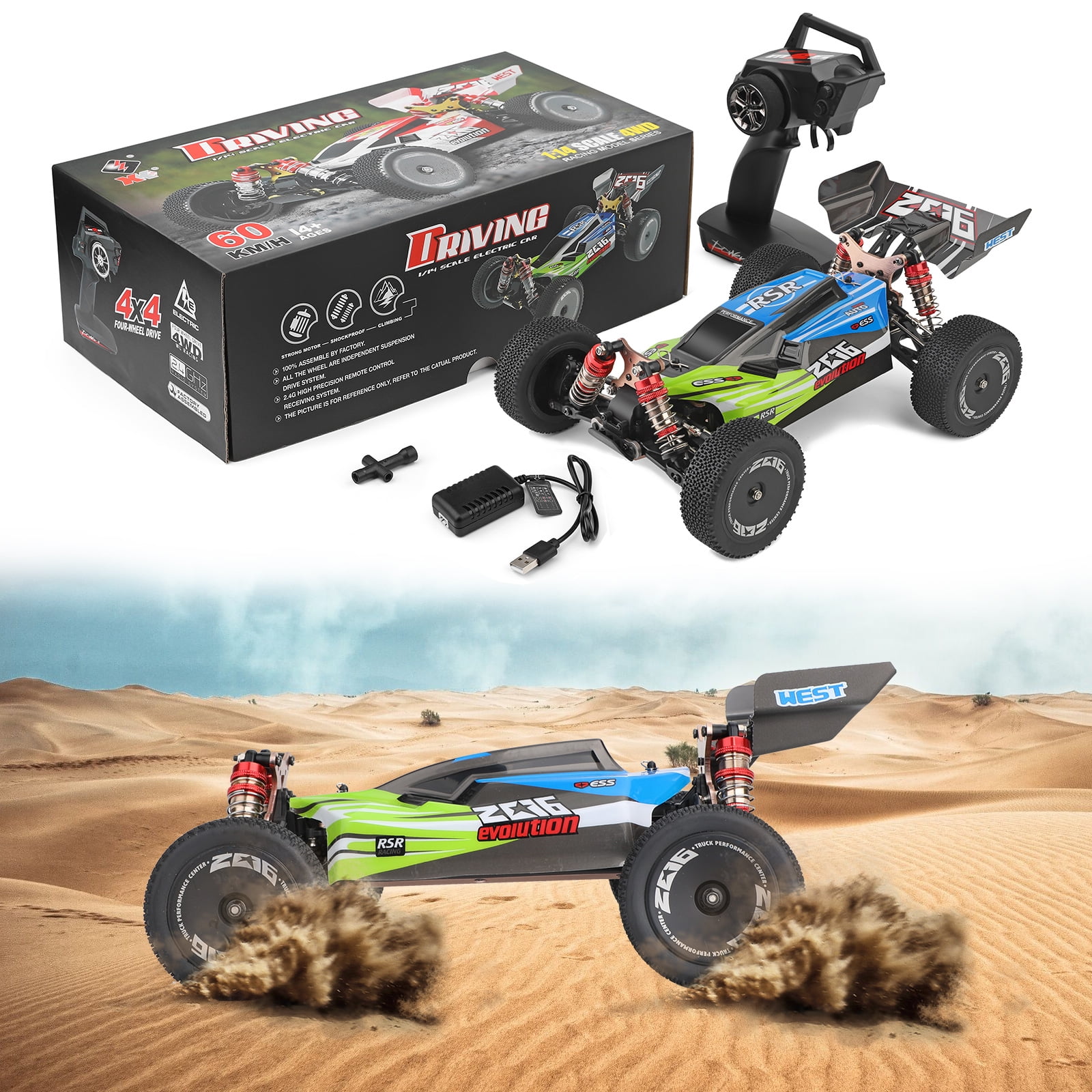 WLtoys 144001 RC drift car 60km/h 1/14 electric four-wheel drive alloy  off-road vehicle - RcGoing