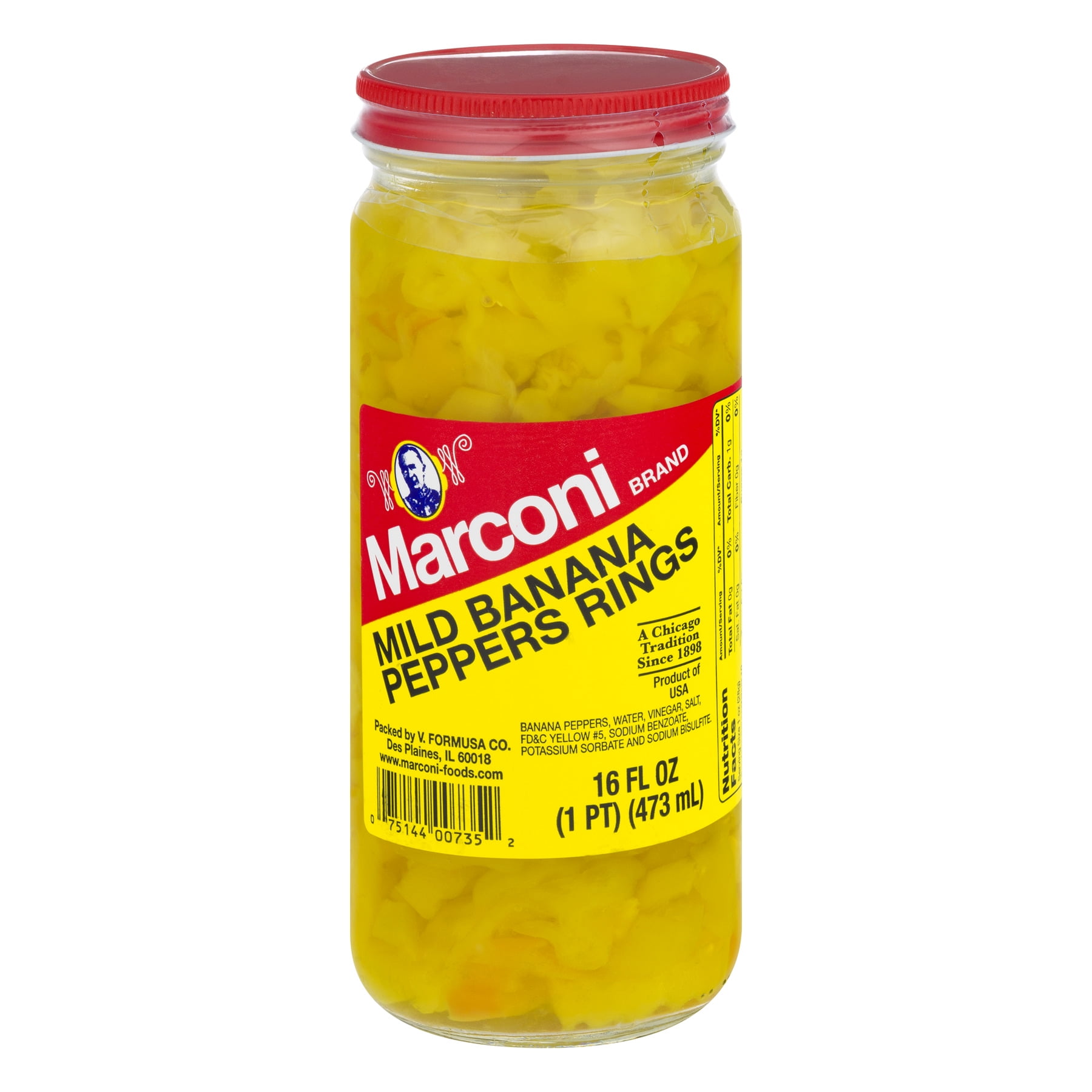 (2 pack) Marconi Mild Banana Pepper Rings, Shelf-Stable, 16 fl oz Jar