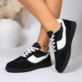thumbnail image 6 of Domzle Women Retro Gum Sole Fashion Sneakers | Faux Leather Classic Tennis Skate Walking Shoes Anti Slip Trainers Black, 6 of 7