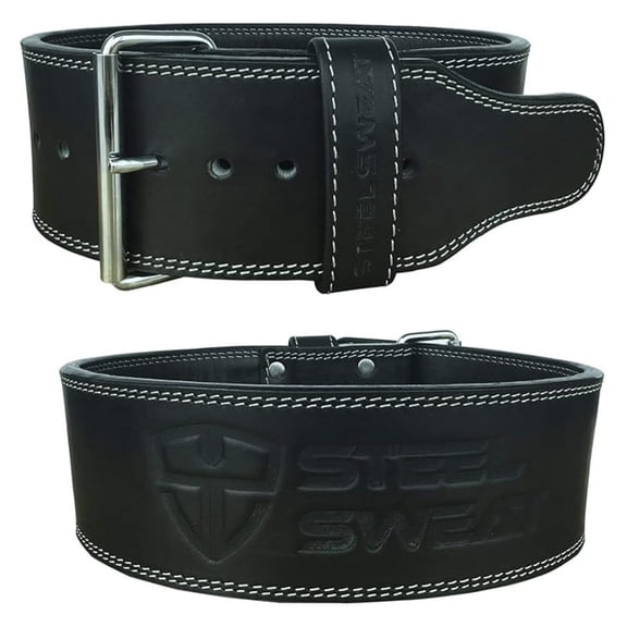 Powerlifting Belt for Weight Lifting - 4" Wide by 10mm Thick - Single Prong Heavy Duty Adjustable Weightlifting Belt, High Grade Leather - BOLT Black Medium