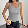 thumbnail image 5 of Grey Womens Padded Cami Tank Tops Ribbed Nylon,Spandex 2026 Summer Trendy Tops Flowy Loose Fit Casual Halter Cami Camisole Outfits Camisole Tops for Women XL, 5 of 7