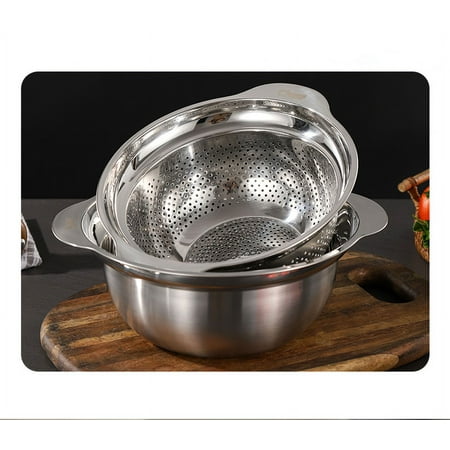 

1 Set Stainless Steel Drainer Basket Mixing Basket Colander Mixing Basin for Home