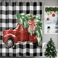 thumbnail image 3 of Christmas Red Truck Shower Curtain, 66" x 72", Xmas Green Tree Black Buffalo Plaid Winter Waterproof Bathroom Curtain Washable Shower Curtain Set with 12 Hooks, 3 of 6