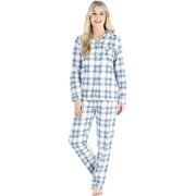 Women’s Cotton Flannel Long Sleeve Button-Down Pajamas PJ Set