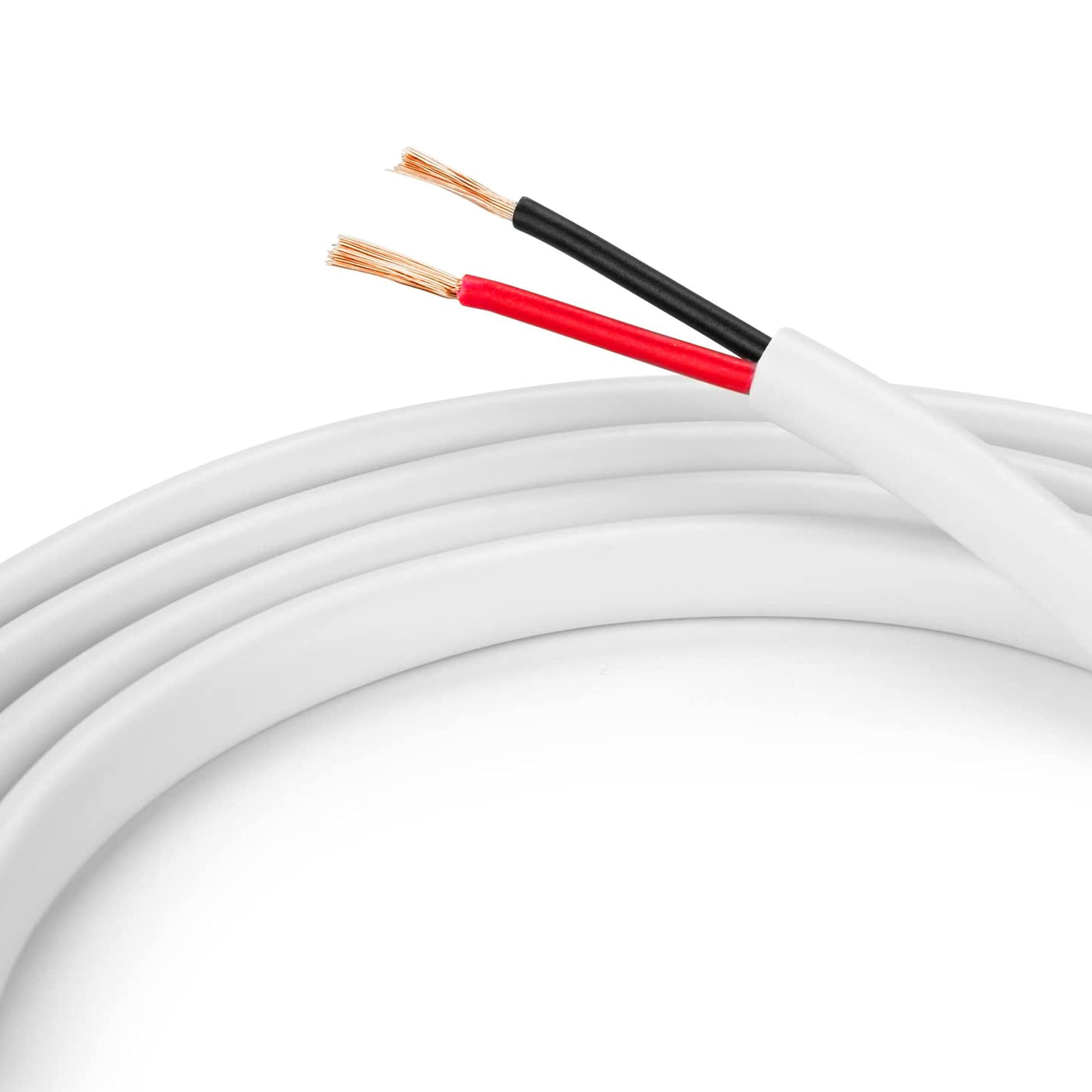 Cmple - 50FT 12AWG Speaker Wire Cable with 2 Conductor Speaker Cable (CCA) Copper Clad Aluminum CL2 Rated In-Wall Speaker Wire for Home Theater & Car Audio - 50 Feet, White
