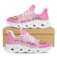 thumbnail image 1 of Zapatillas rosas con estampado de amor y paz, zapatillas para correr para mujer, de malla ligera, para exteriores, 1 of 6