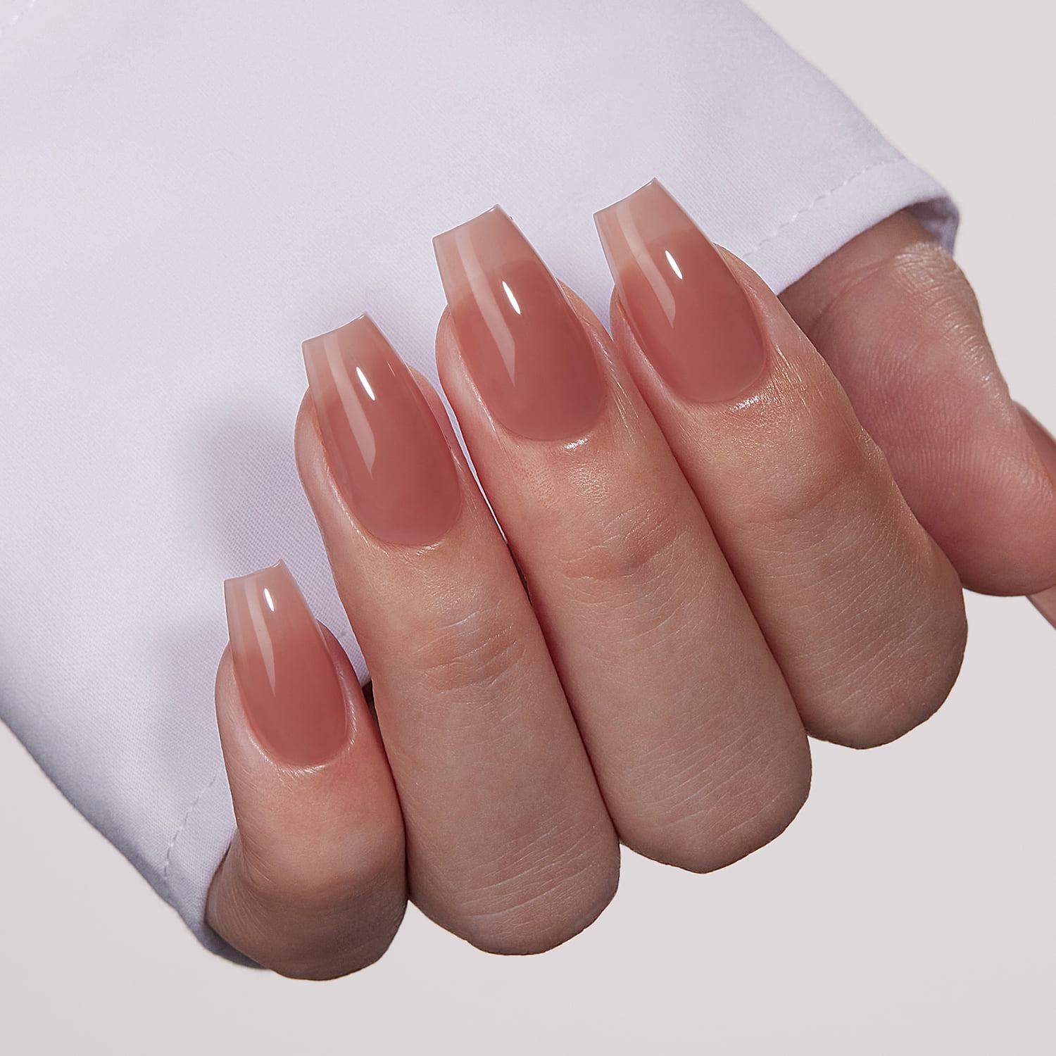 VSALON Short Coffin Press-On Nails - 42 PCS Solid Nude Pink Main Nails in 16 Sizes Red Alternative Fall Nails - Reusable Fake Nail Kit with UV Glue, Easy Tabs, Nail Glue, Remover (Stained Glass)