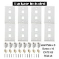 8 Pack Cat6 Coax Wall Plates, Cat6 Port and Cable TV Coax Gold