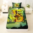 thumbnail image 3 of Castle Fairy Dinosaur Jungle Letter B Twin Sheet Sets 3pcs for Kids,Cartoon Animal Bedding, 3 of 6