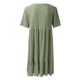 thumbnail image 6 of Women Casual Fashion Solid Color V Neck Short Sleeve Shirt Dress Swing Dress with Buttons T Shirts for Dress Women Dresses Casual Midi Shirt Dress Mature Womens Dresses Summer Mini Dress T Shirt, 6 of 6