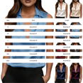 thumbnail image 3 of Women's Solid Color Satin Sleeveless Top with Deep V Neck and Turn Down Lapel Collar, Elegant Casual Blouse, for Summer Daily Wear or Office Outfits Beige, 3 of 5