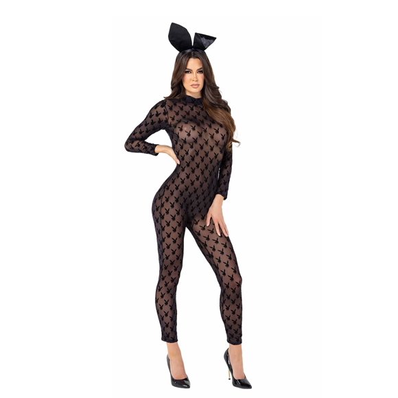 Playboy Justaucorps Transparent à Motif de Lapin pour Femme