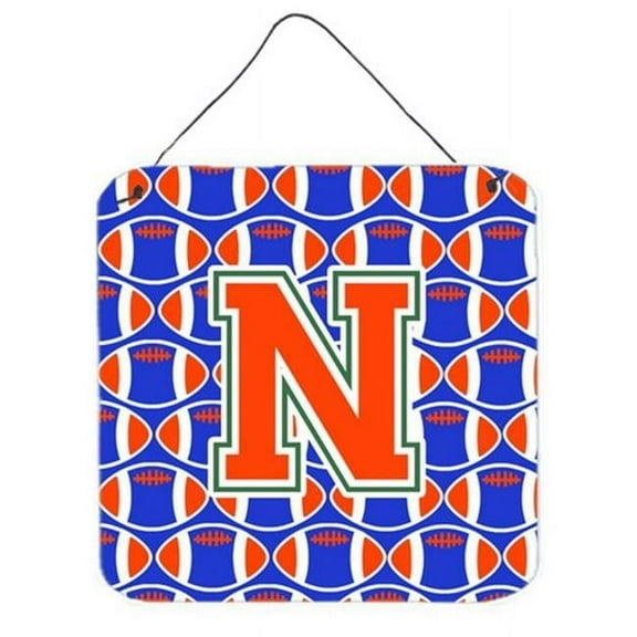 Letter N Football Green, Blue & Orange Wall or Door Hanging Prints