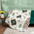 thumbnail image 4 of Bohemian Throw Blanket with Tassel 35x35 Inch Cotton Linen Jacquard Multi-color Embroidered Reversible Double-Sided Woven Aztec, 4 of 6