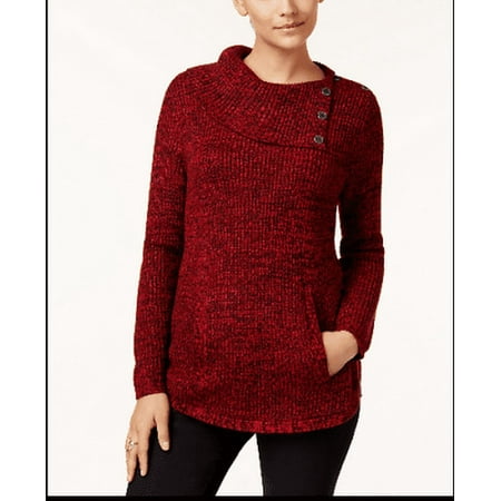 Style & Co Envelope Collar Kangaroo Pocket Sweater, Choose Sz/Color: PL/Canyon Red