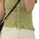 thumbnail image 1 of Camisa elegante verde ajustada con volantes y cuello en V de verano para mujer, 1 of 8