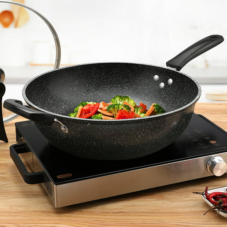 Frying Pan with Lid Non-Stick Granite Small Frying Pan Wok Multifunctional  Easy to Clean for Kitchen 6 