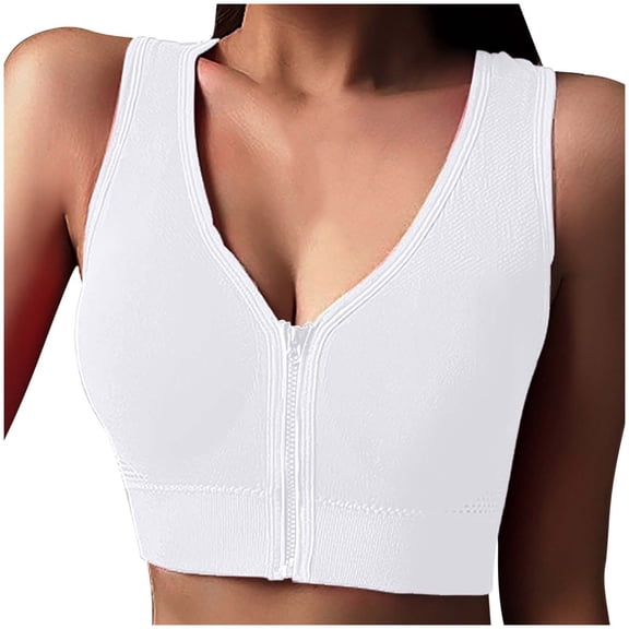 SELONE Front Zipper Sports Bras for Women Wireless Support Yoga Bra T-Shirt Bralettes Solid Underwear for Running